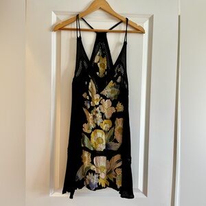 Free People Black Short Dress with Floral Design Size 4